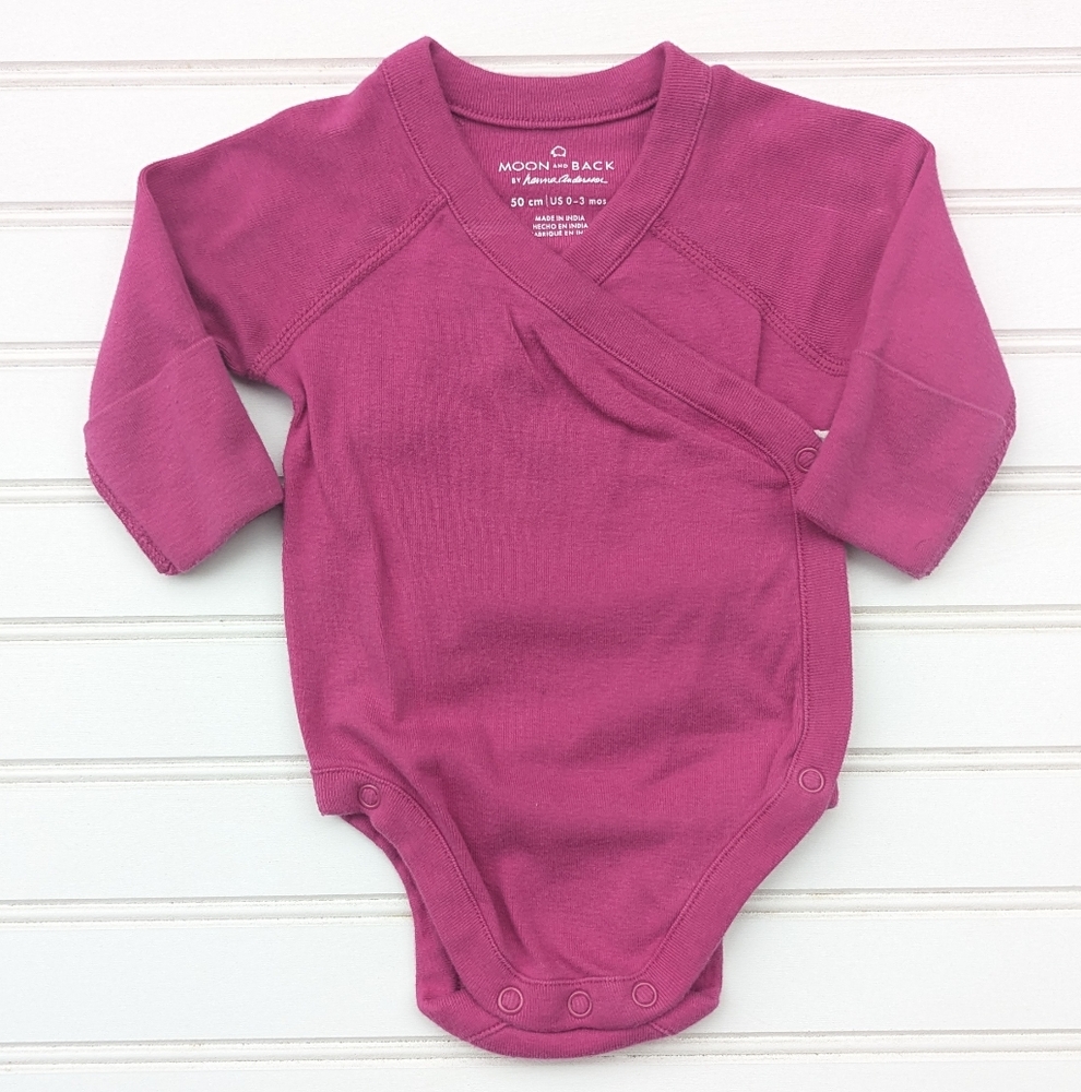 Hanna Andersson Magenta Long-Sleeve Wrap One-Piece Bodysuit